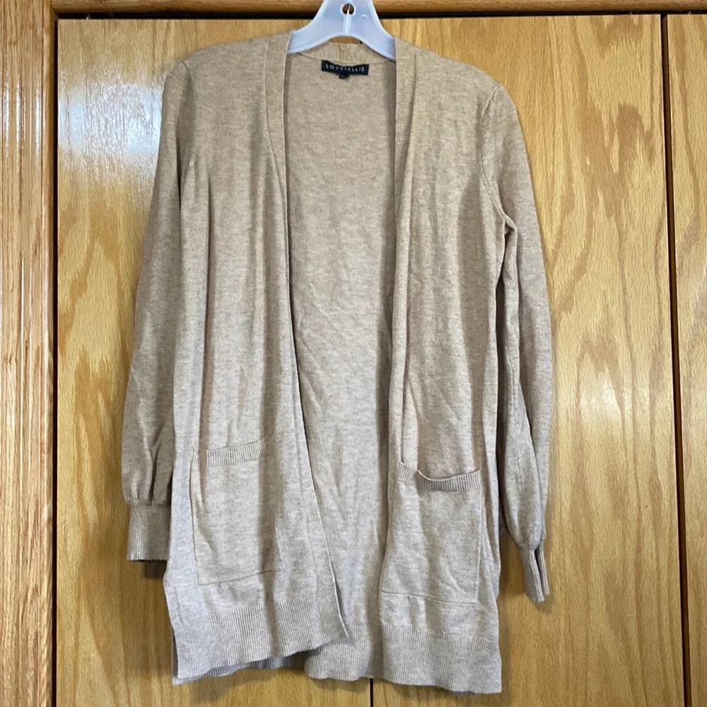 Girls tan open front cardigan